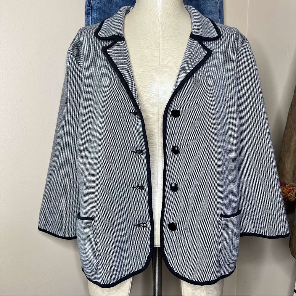 Talbots Black Lined Blazer Sweater size XL Petite
